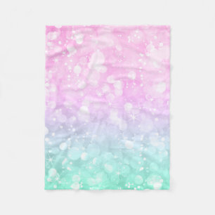 Pastel Rosa & grönt Glam Bokeh Glitter & Sparkles Fleecefilt