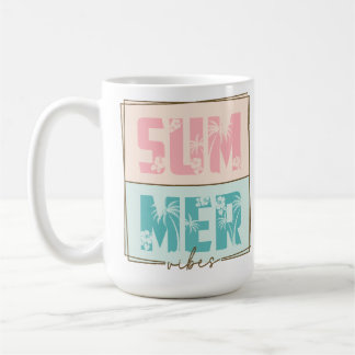 PASTEL ROSA & GRÖNT SOMMER VIBES SAYING KAFFEMUGG