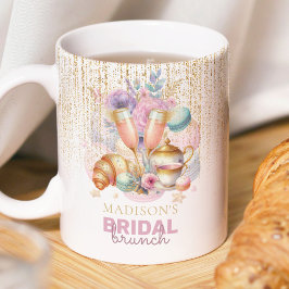 Pastel Rosa Guld glitter Möhippa Brunch Photo Kaffemugg