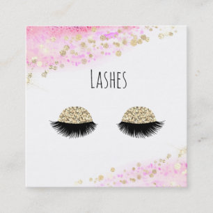 *~* Pastel Rosa Guld GlitterAbstract Lash Fyrkantigt Visitkort