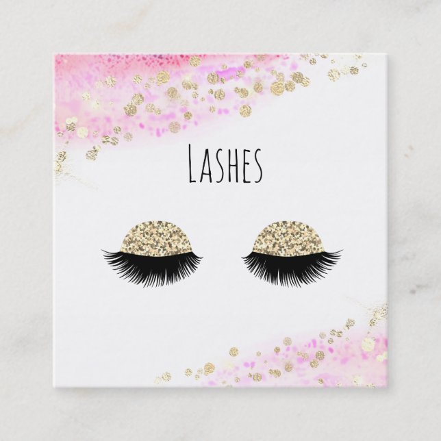 *~* Pastel Rosa Guld GlitterAbstract Lash Fyrkantigt Visitkort (Framsida)
