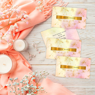 Pastel Rosa Guld Grungy Dandelion Confetti Vip Visitkort