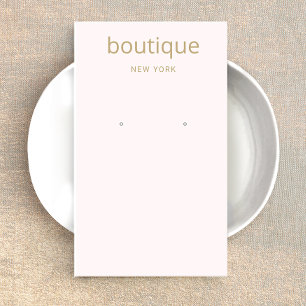 Pastel Rosa Guld Modern Long Earring Visning Card Visitkort