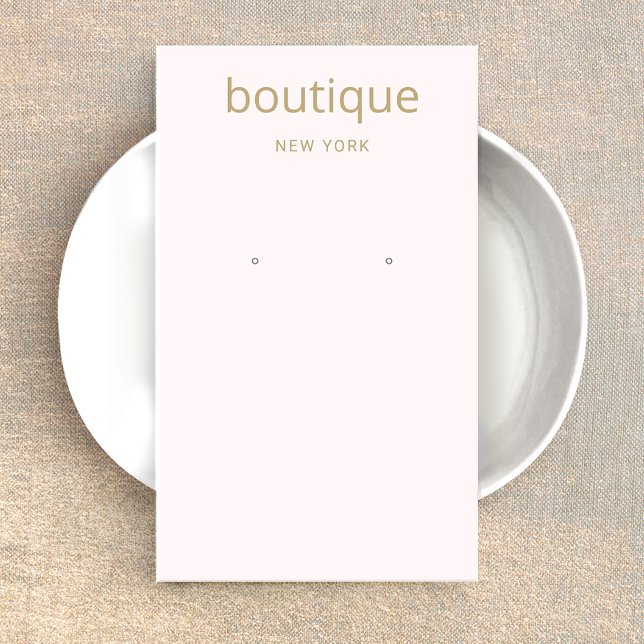 Pastel Rosa Guld Modern Long Earring Visning Card Visitkort (Skapare uppladdad)