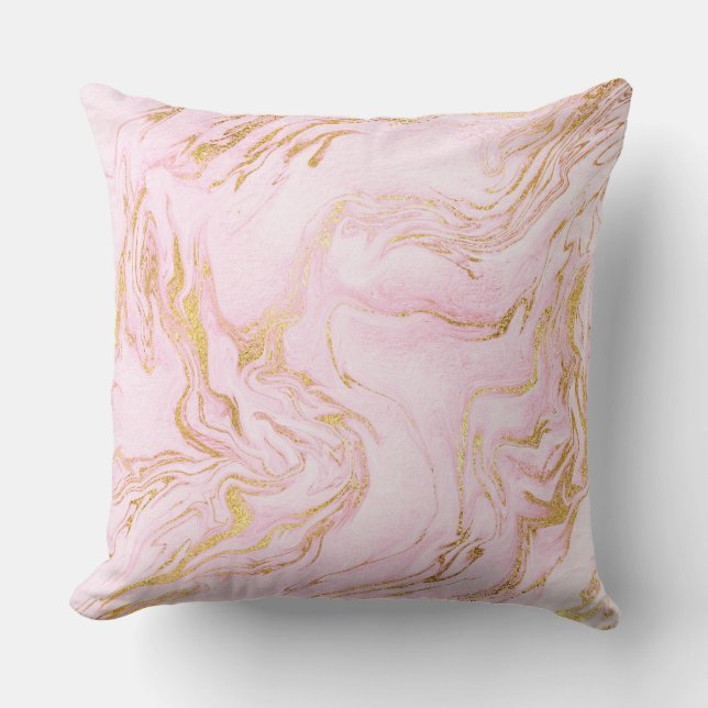 Pastel Rosa Guld White Marble Vip Kudde (Framsida)