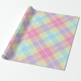 PASTEL ROSA & GULT PLAID MÖNSTER PRESENTPAPPER