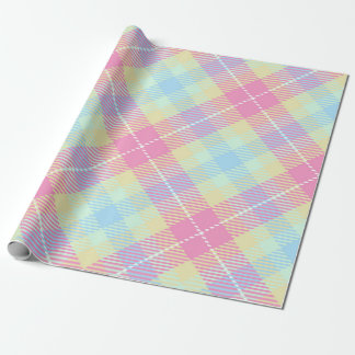PASTEL ROSA & GULT PLAID MÖNSTER PRESENTPAPPER