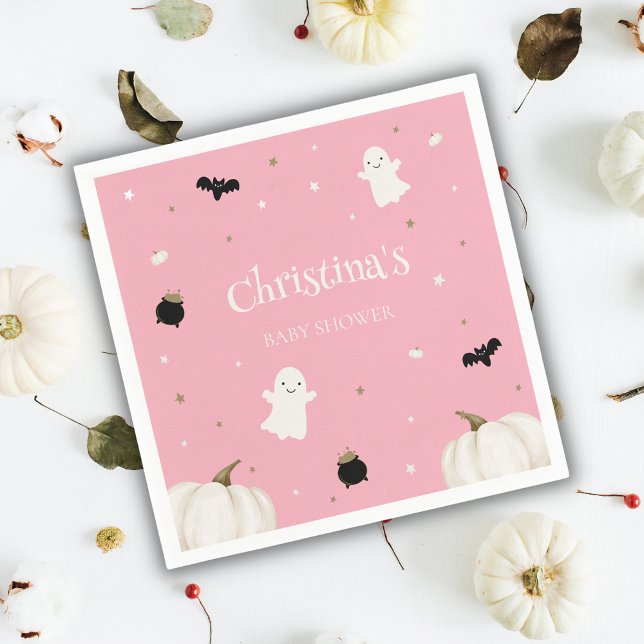 Pastel Rosa Halloween Baby Shower Pappersservett (Skapare uppladdad)