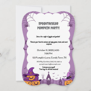 Pastel Rosa Halloween fest-inbjudan med Pumpki