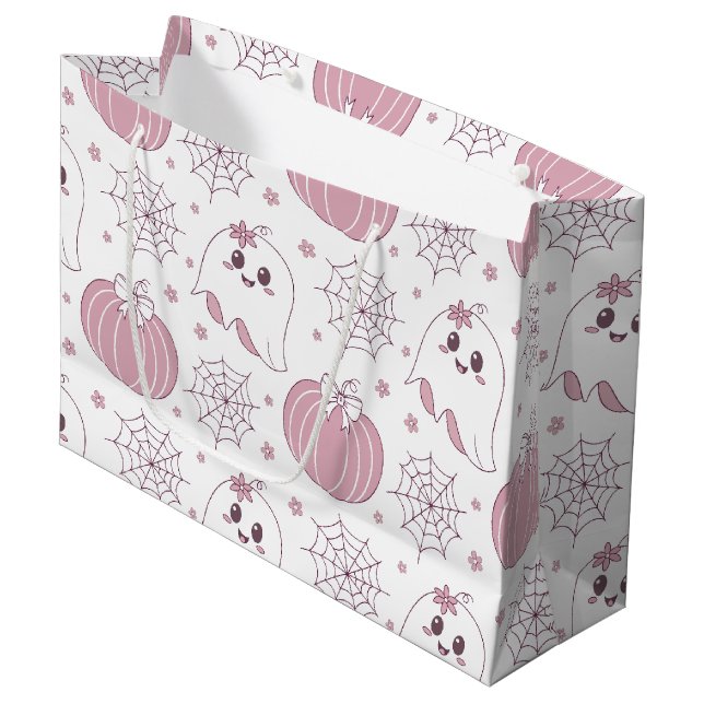 Pastel Rosa Halloween Seamless Mönster (3) (Framsidan Vinklad)