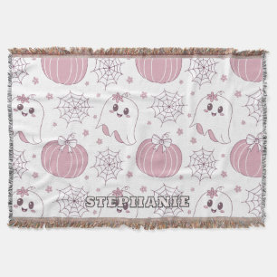 Pastel Rosa Halloween Seamless Mönster (3) Filt