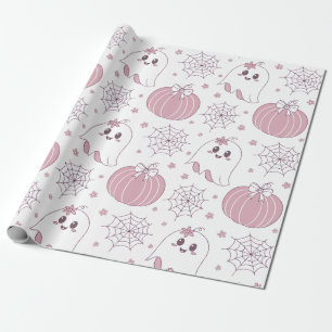 Pastel Rosa Halloween Seamless Mönster (3) Presentpapper