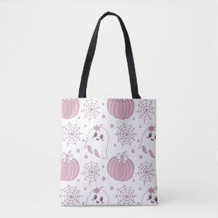 Pastel Rosa Halloween Seamless Mönster (3) Tygkasse
