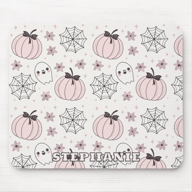 Pastel Rosa Halloween Seamless Mönster Musmatta (Framsidan)