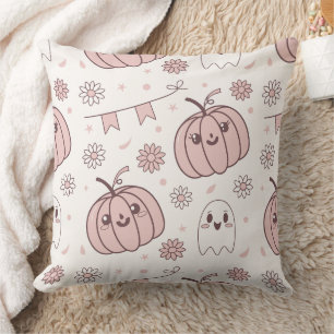 Pastel Rosa Halloween Sömlös Mönster (2) Kudde