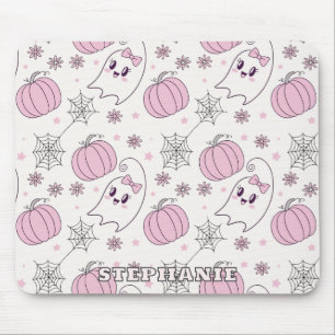 Pastel Rosa Halloween Sömlös Mönster (4) Musmatta
