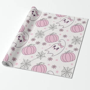 Pastel Rosa Halloween Sömlös Mönster (4) Presentpapper