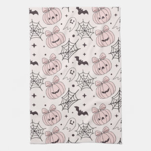 Pastel Rosa Halloween Sömlös Mönster (5) Kökshandduk