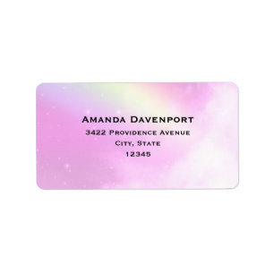 Pastel Rosa Himlar med Gult Rainbow Adress Adressetikett