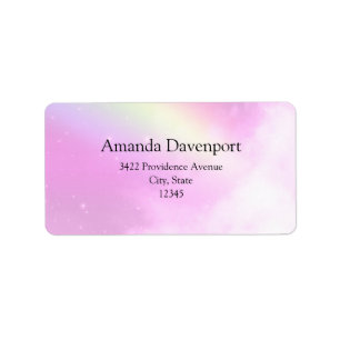 Pastel Rosa Himlar med Gult Rainbow Adress Adressetikett