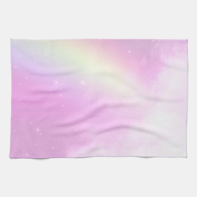 Pastel Rosa Himlar med Gult Rainbow Kökshandduk (Horisontell)