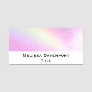 Pastel Rosa Himlar med Gult Rainbow Namnbricka