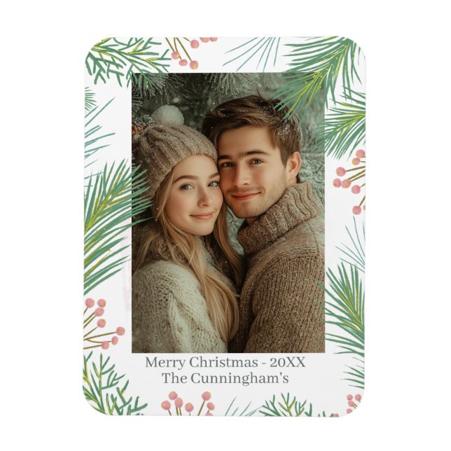Pastel Rosa Holly jul Magnet (Vertikal)