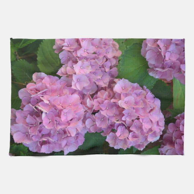 Pastel rosa Hortensia hydrangea blommor Kökshandduk (Horisontell)