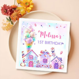 Pastel Rosa Ice Cream Födelsedagsfest Napkins Pappersservett