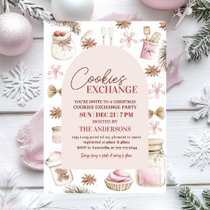 Pastel Rosa jul Cookie Exchange Inbjudningar
