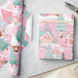Pastel Rosa jul Gingerbröd Hushåll Presentpapper