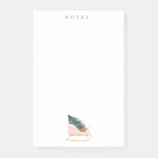 Pastel Rosa Jul Sleigh Helgdag Post-it Block (Framsida)