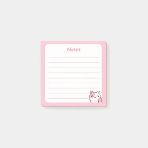 Pastel Rosa Kawaii Chibi Kattunge Waking Hej Post-it Block