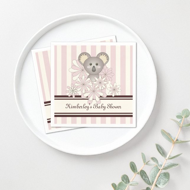 Pastel Rosa Koala Barns födelsedag / Baby Shower Pappersservett (Skapare uppladdad)
