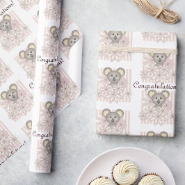 Pastel Rosa Koala Flicka Shower / Barns födelsedag Presentpapper