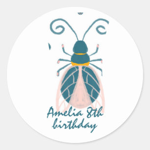 Pastel Rosa Kryp Flower Girl Namn Runt Klistermärke