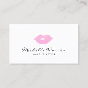 Pastel Rosa Läppar Watercolor Makeup Artist Visitkort