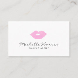 Pastel Rosa Läppar Watercolor Makeup Artist Visitkort