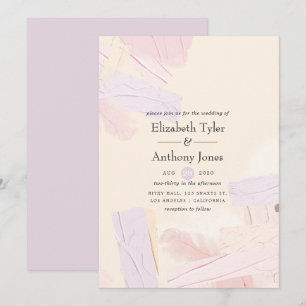 Pastel Rosa & Lavender Paint Stänk Bröllop Inbjudningar