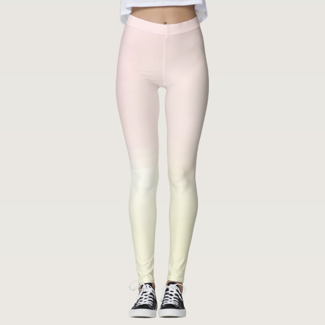 Pastel Rosa Lemon Gult Ombre Womans Leggings (Framsida)