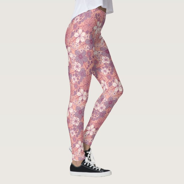 Pastel Rosa & Lila Blommigt Leggings (Höger)