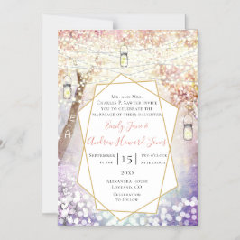 Pastel Rosa Lila Blue  Fairytale Bröllop Magnetisk Inbjudningskort
