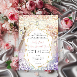 Pastel Rosa Lila Blue Grönt Fairy Tale Bröllop Inbjudningar