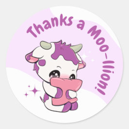 Pastel Rosa Lila Cow White Cloud Tack Runt Klistermärke