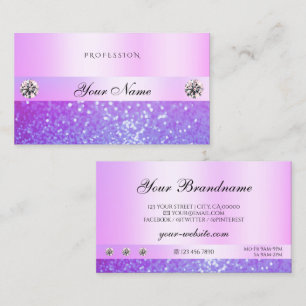 Pastel Rosa Lila Glitter Jewels Diamonds Glamor Visitkort