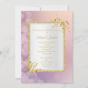Pastel rosa lila guld löv ELEGANT BRÖLLOP Inbjudningar