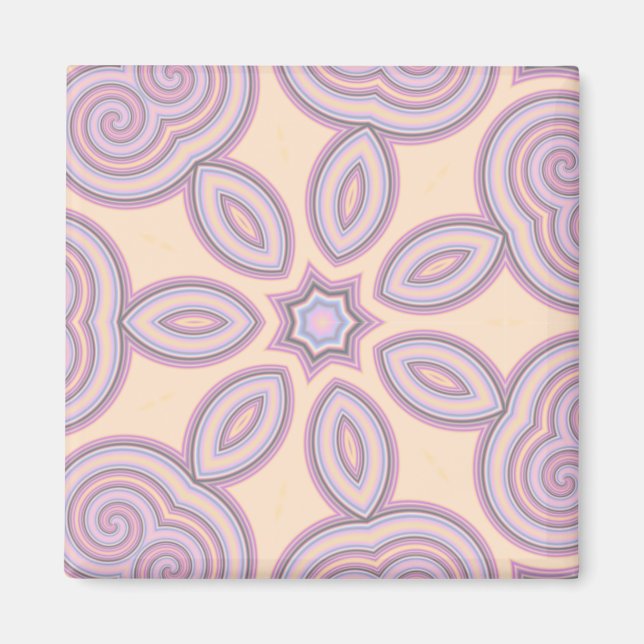 Pastel Rosa & Lila Kaleidoscope Mönster Magnet (Framsidan)