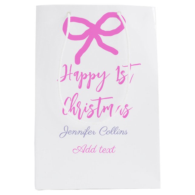 Pastel rosa lila lycklig 1:a julbogen namn da (Framsidan)