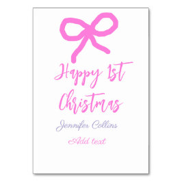 Pastel rosa lila lycklig 1:a julbogen namn da bordsnummer