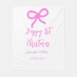 Pastel rosa lila lycklig 1:a julbogen namn da fleecefilt